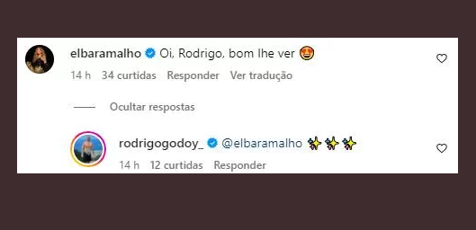 Elba Ramalho e Rodrigo Godoy interagem