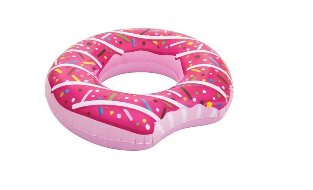 Bóia circular donuts rosa – Bestway por R$ 59,90 na MP Brinquedos. Foto: Divulgação