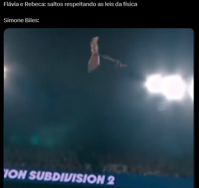 Reprodução/redes sociais Rivalidade com Biles rendeu memes no X Reprodução/redes sociais