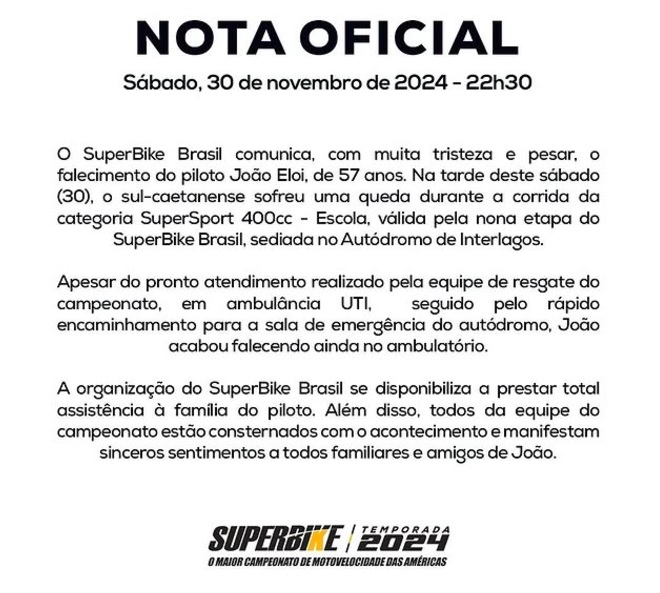 Em nota, a organização do evento manifestou pesar pela morte de Eloi e disse que está à disposição para dar assistência à família. Reprodução: Flipar