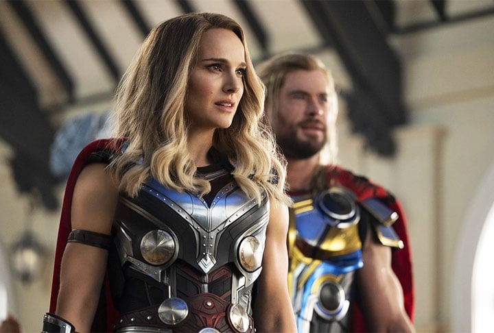 Desta forma, a Marvel a retirou do terceiro filme, dizendo que eles terminaram. No entanto, Portman foi convencida a voltar para o quarto filme da saga, em 2022.  Reprodução: Flipar