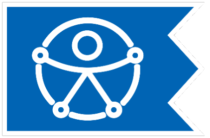 Bandeira azul com símbolo de acessibilidade